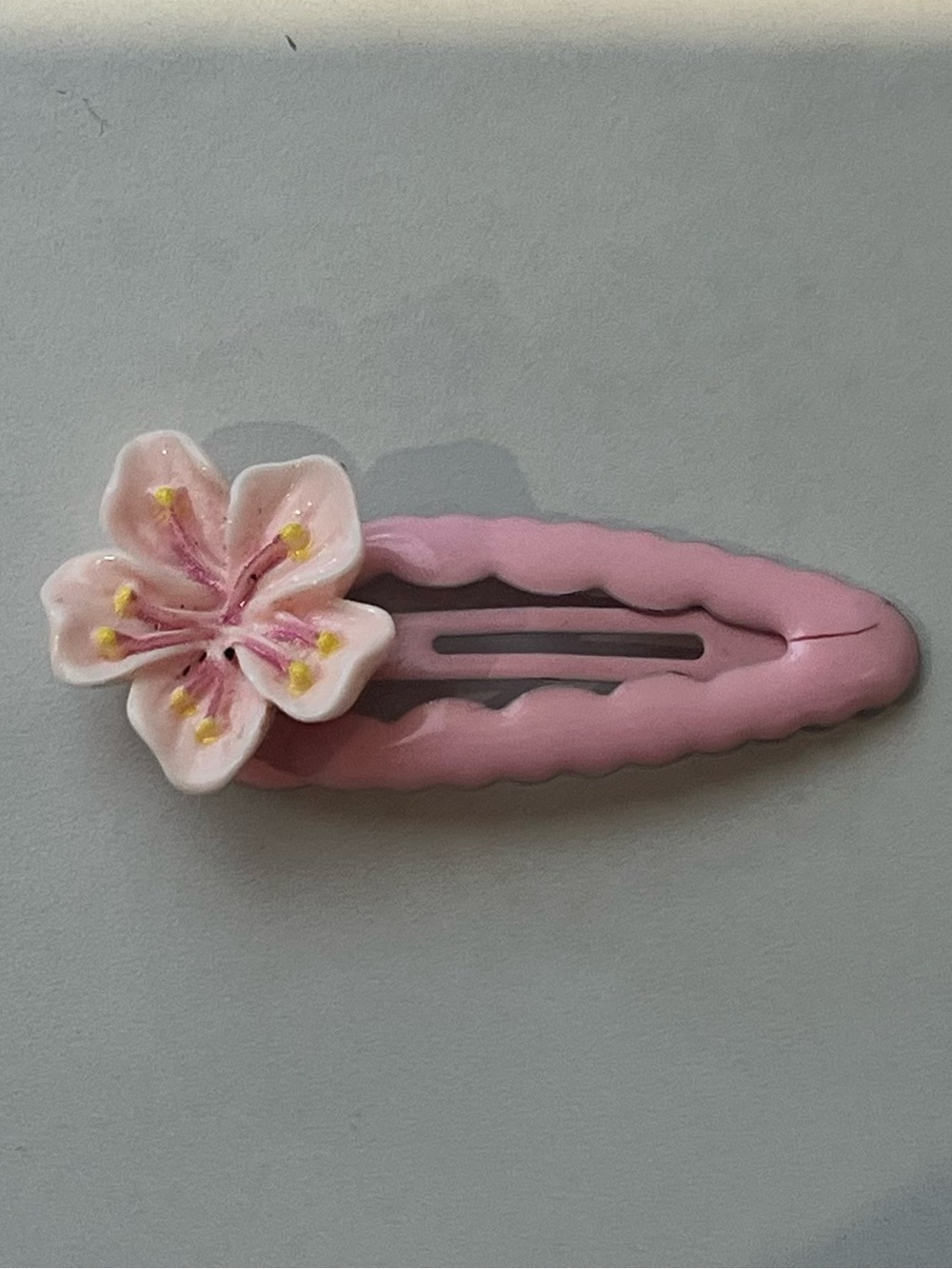 Pink Floral Hair Clip with Ceramic Flower